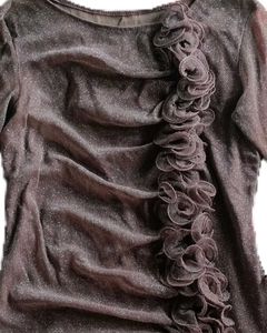 Brown Ruffled Long Sleeve Top