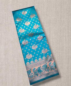 Teal Blue Banarasi Silk Saree