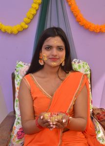 Elegant Orange Saree - Perfect for Haldi Ceremony