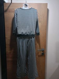 Black &amp; White Vertical Stripes Full Co-ord