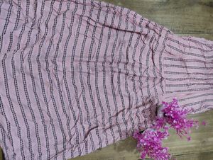 Pink Striped Maternity Dress With Front Zip