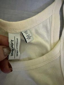 White Ribbed sleevless Top