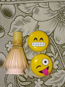 Bamboo Whisk And Ceramic Holder &amp;Coin Tin Boxes