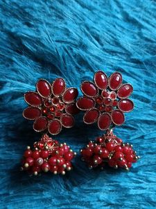 Red Flower Drop Earrings