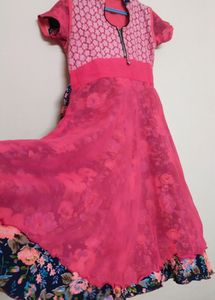 Peach A Line Kurta