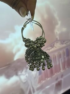 Boho Silver Jhumka Earrings