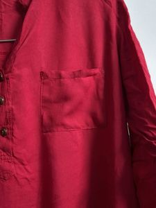 Red Shirt Style Solid Top