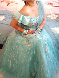 Blue Embroidered Stitched Lehenga Choli🩵