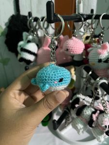 Crochet Handmade Amigurumi Whale Keychain