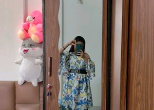 🌈 Vibrant Floral Short Dress with Belt