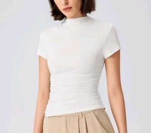 White Ribbed Mock Neck Tshirt
