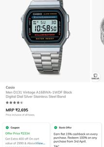 Og Casio A168WA-1WDF Unisex Watch