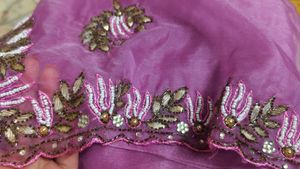 hand work organza Lavender Saree 😍