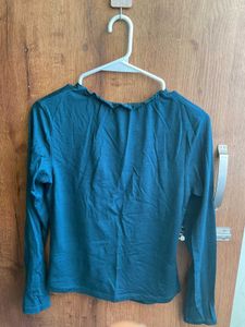 Teal Ruffled Long Sleeve Top