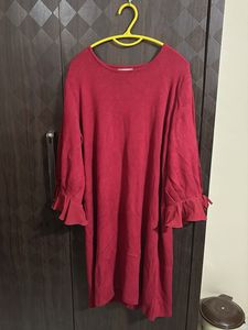 Red Dress with Ruffle Sleeves