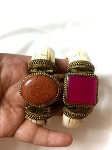 Vintage Style Gemstone Statement Bangle