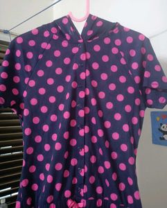 Cute Polka Dot JUMPSUIT with Animal Cap