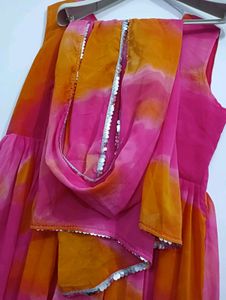 BABLI HEAVY GEORJET PRINTED GOWN WITH LESS BORDER