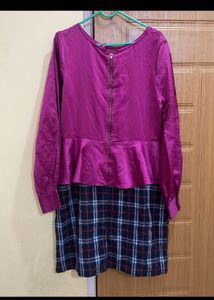 Stylish Purple Plaid Dress