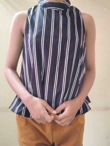 Striped Mock Neck Top
