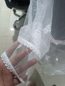 🎉🎉🎉Sale Price_White Embroidered Net Dupatta