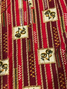 Red Floral Print Kurta