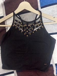Cute Black Lace Crop Top