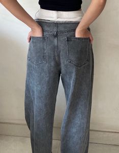 Grey Wide Leg Denim Jeans