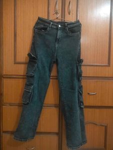 Vintage Wash Cargo Jeans