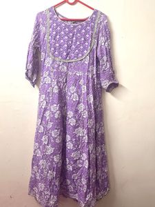 Lavender Floral Print Anarkali Suit