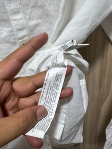 Zara Man Slim Fit Linen Formal White Shirt