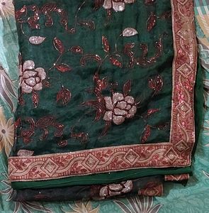 Green Floral Saree