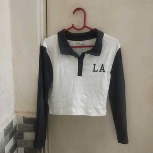 LA Crop Top - Grey and White