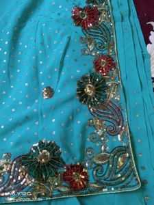Georgette Embroidery And Sequins Saree