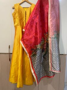 Womens Long Ethnic Gown With Dupatta