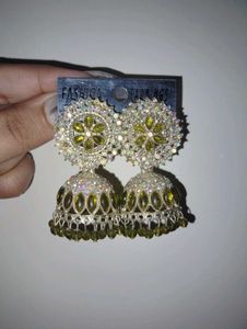Green Jhumka Earrings