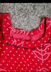 Red Printed Bandhini Drss