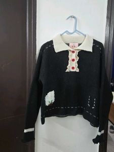 Cute Embroidered Knit Sweater fits S/M