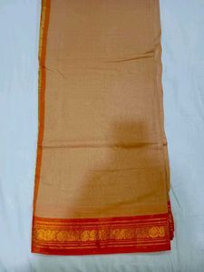 Orange Border Cotton Saree