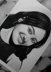 Charcoal Portrait of Smiling Woman