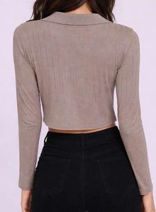 Ribbed Crop Top - Long Sleeve