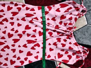 Heart Print Mini Dress Size : M