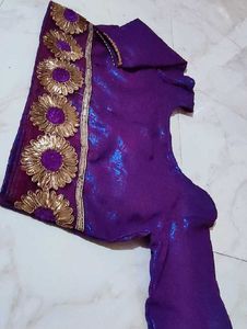 shimmery purple saree with readymade blouse