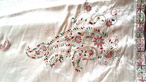 Skin Color  Saree  With  Embroidery.