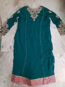 Teal Embroidered Kurta Set