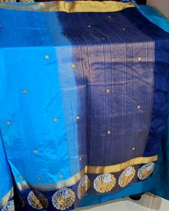 Blue Saree/peacock design/Free Blouse💙