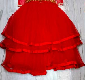 Red Embroidered Girls&#39; Dress