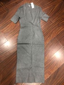 Abercrombie &amp; Fitch Gray Midi Bodycon Dress