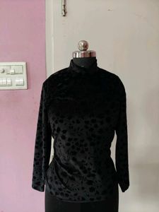Black Velvet Long Sleeve Top