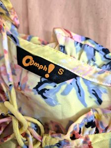 Floral Yellow Top For Girls